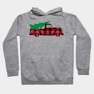 Christmas Plaid truck with tree Hoodie